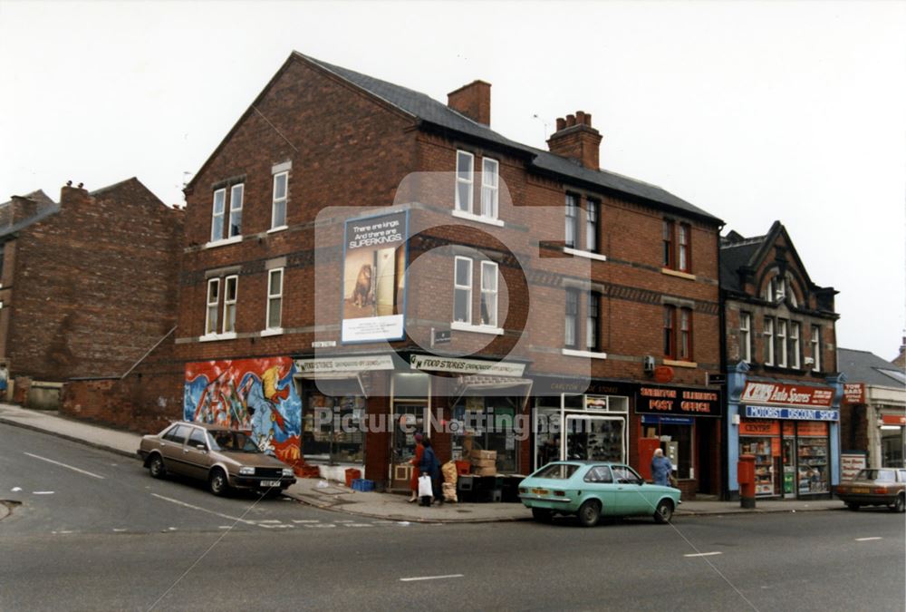 Carlton Road with Devon Street (left), Sneinton, Nottingham, 1987