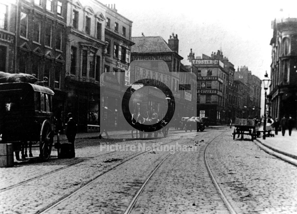 Angel Row Looking to Chapel Bar and Derby Road, Nottingham, c 1900