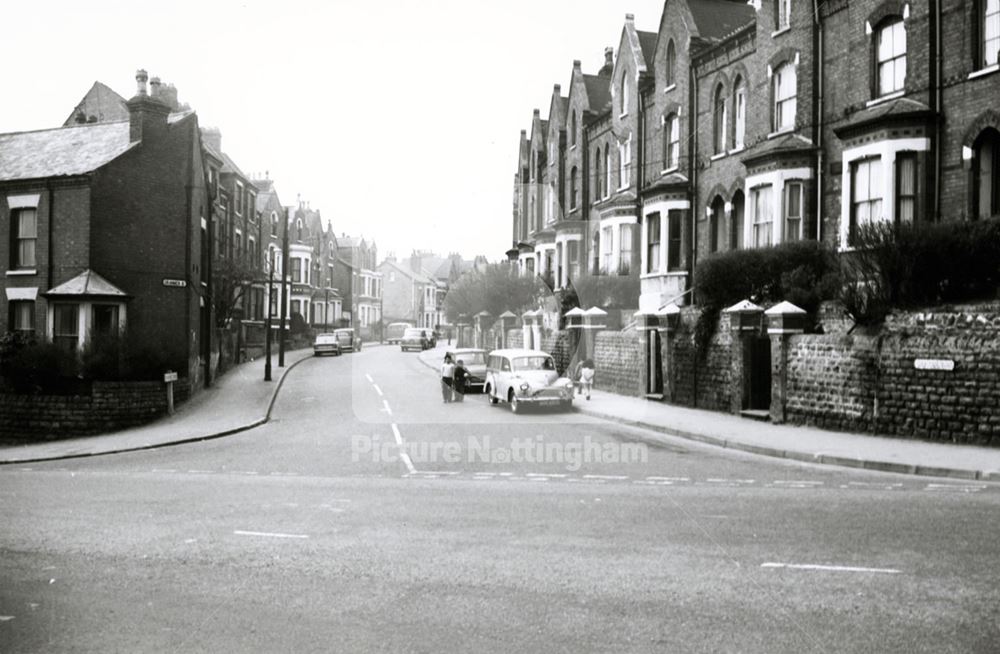 Cranmer Street from Woodborough Road, St. Ann's, Nottingham, 1974