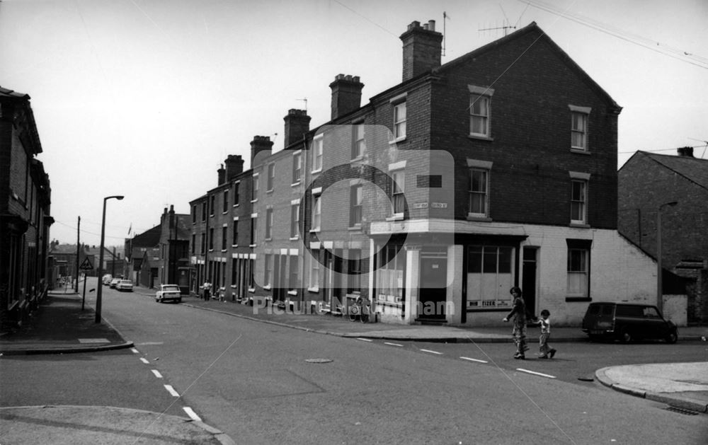 Egypt Road looking west from Cairo Street, New Basford, Nottingham, 1976