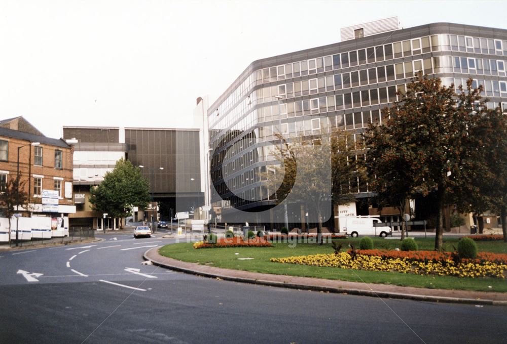 Derby Road from Maid Marian Way, Nottingham, 1990