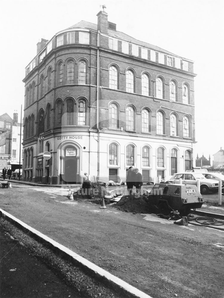 Gotty House and Pilcher Gate, Lace Market, Nottingham, 1975