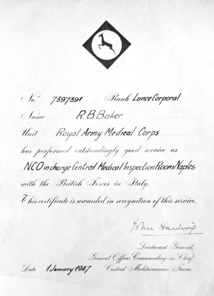 Military Certificate of Recognition of Service