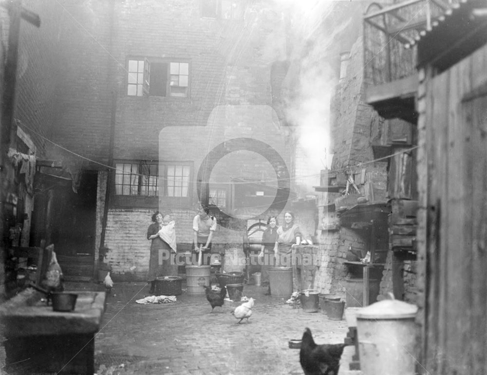 Red Lion Street, Family washing and chickens.