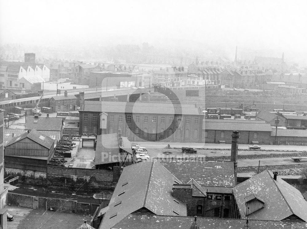 Aerial view of the meadows from Nottingham Castle