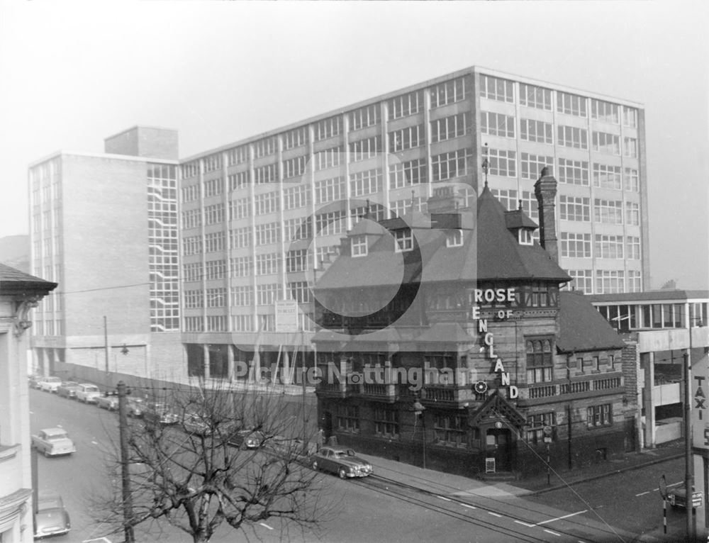 York House and Rose of England Pub, Mansfield Road 1964