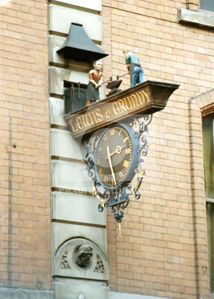 Clock of the former business; Lewis and Grundy, Victoria Street 1986