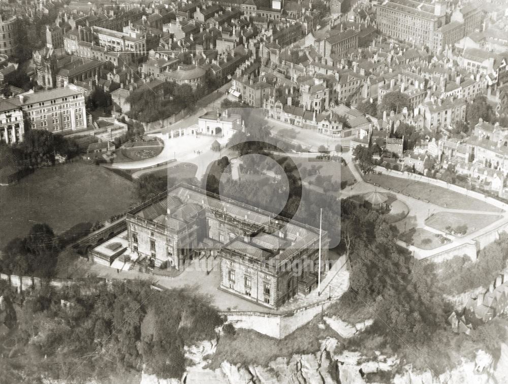 Nottingham Castle, Aerial view from the south-west