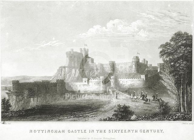 Nottingham Castle viewed from the north east c 1500 s