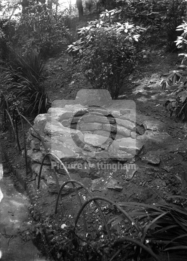 Nottingham Castle grounds, well, c 1938