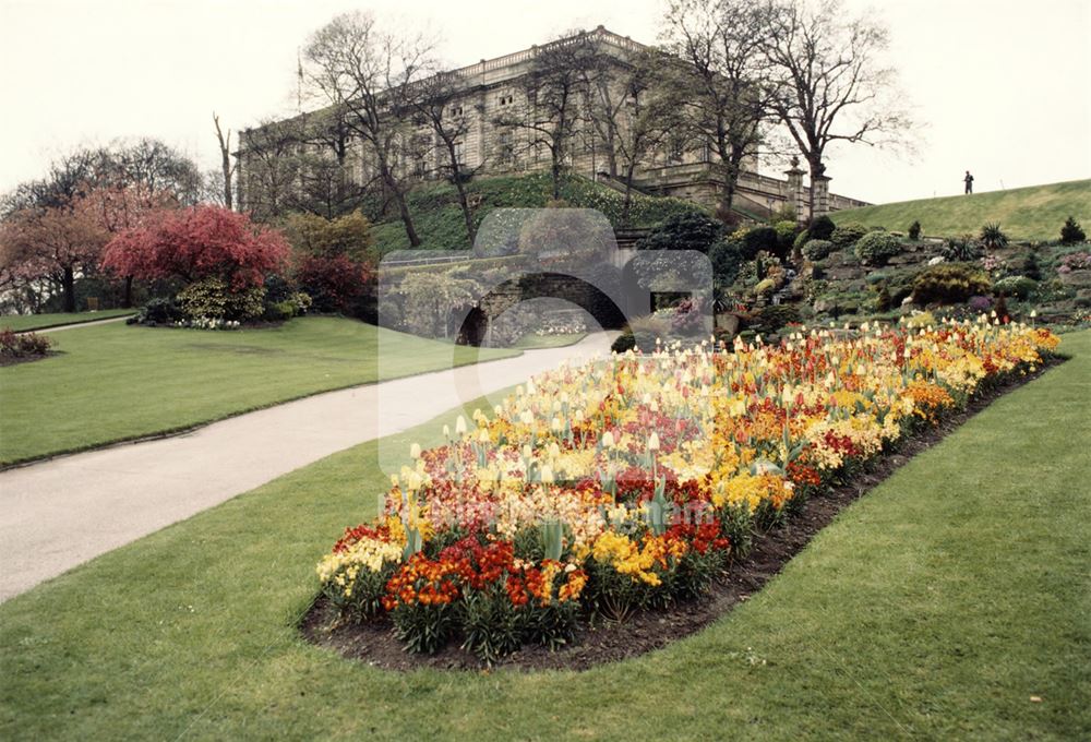 Nottingham Castle grounds spring bedding