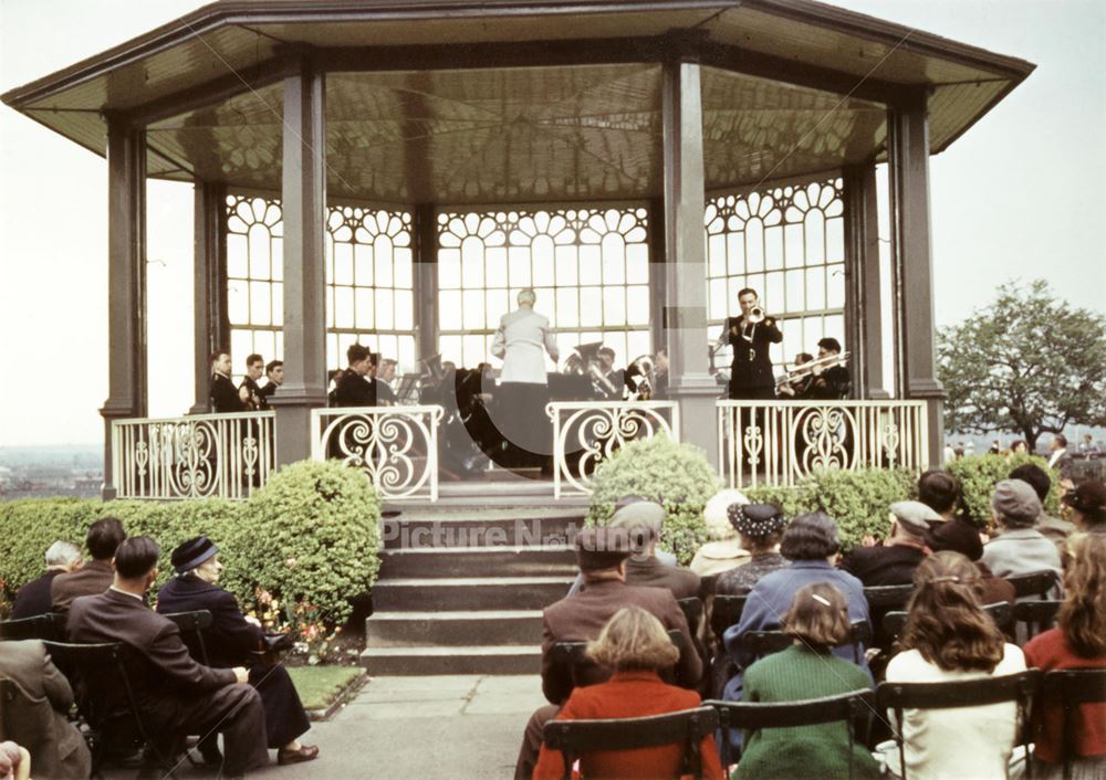 Nottingham Castle grounds, showing bandstand 1960