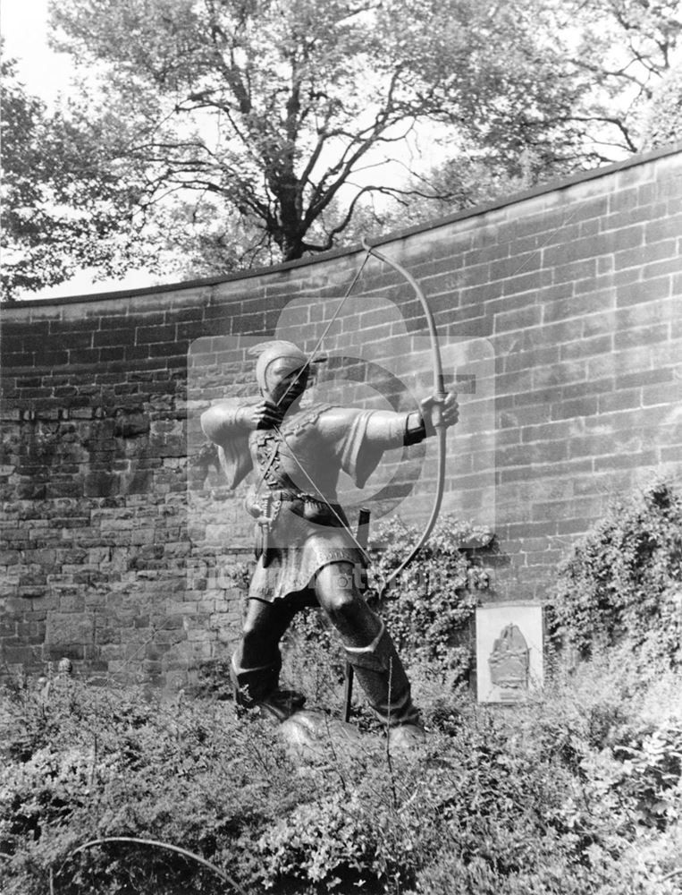 Nottingham Castle grounds, Robin Hood statue 1958