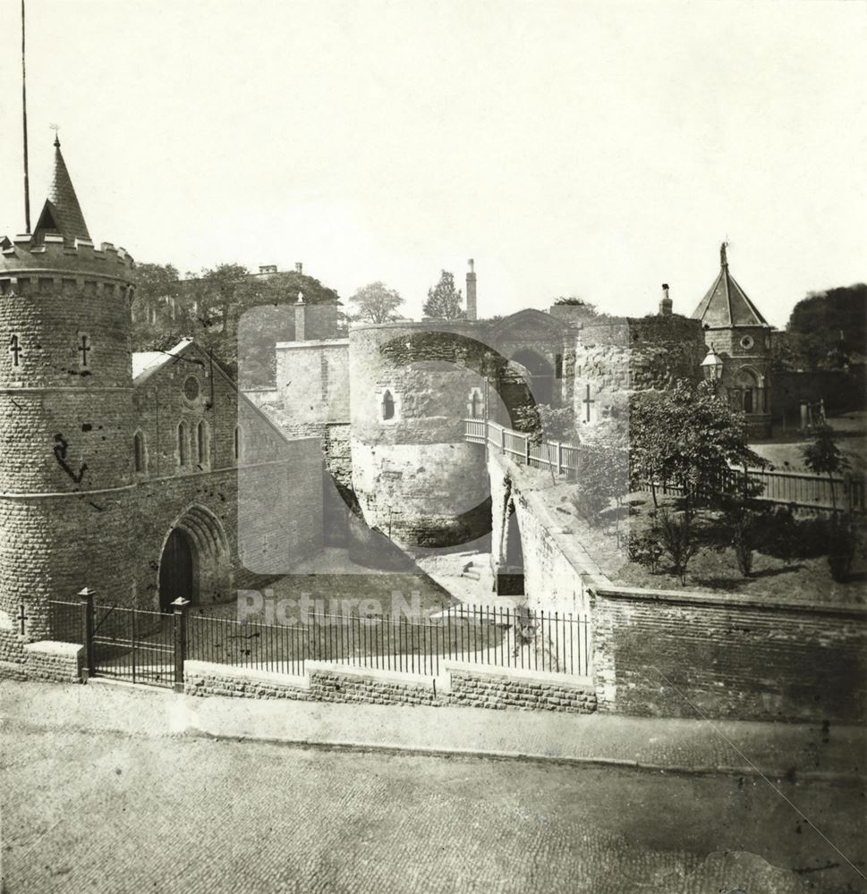 Nottingham Castle Riding School and Castle Entrance, pre 1907