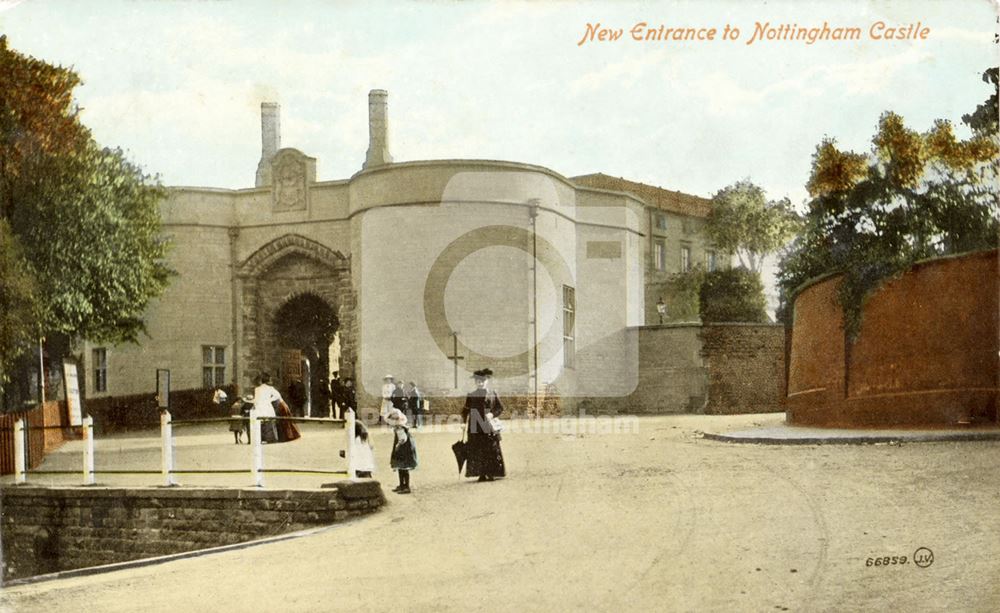 Nottingham Castle grounds, The Gateway and Riding school after the 1908 restoration