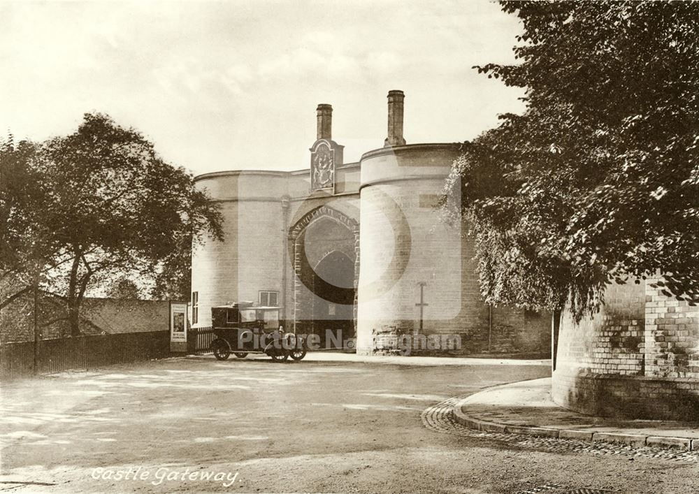 Nottingham Castle Gateway from outside the castle grounds c 1910