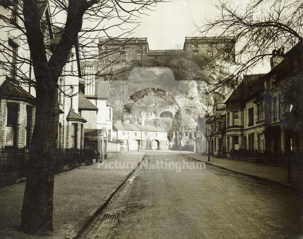 Nottingham Castle west side from Hope Drive c 1950