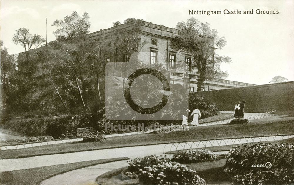 Nottingham Castle north and east fronts from the castle grounds