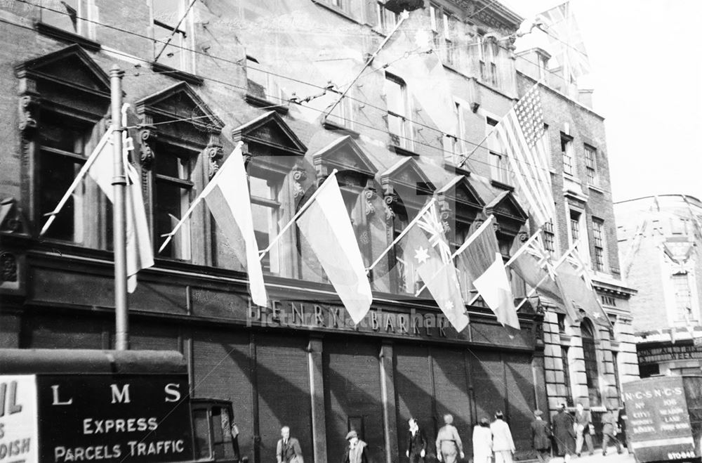 Henry Barker, Angel Row - flags for the end of World War 2 - 1945