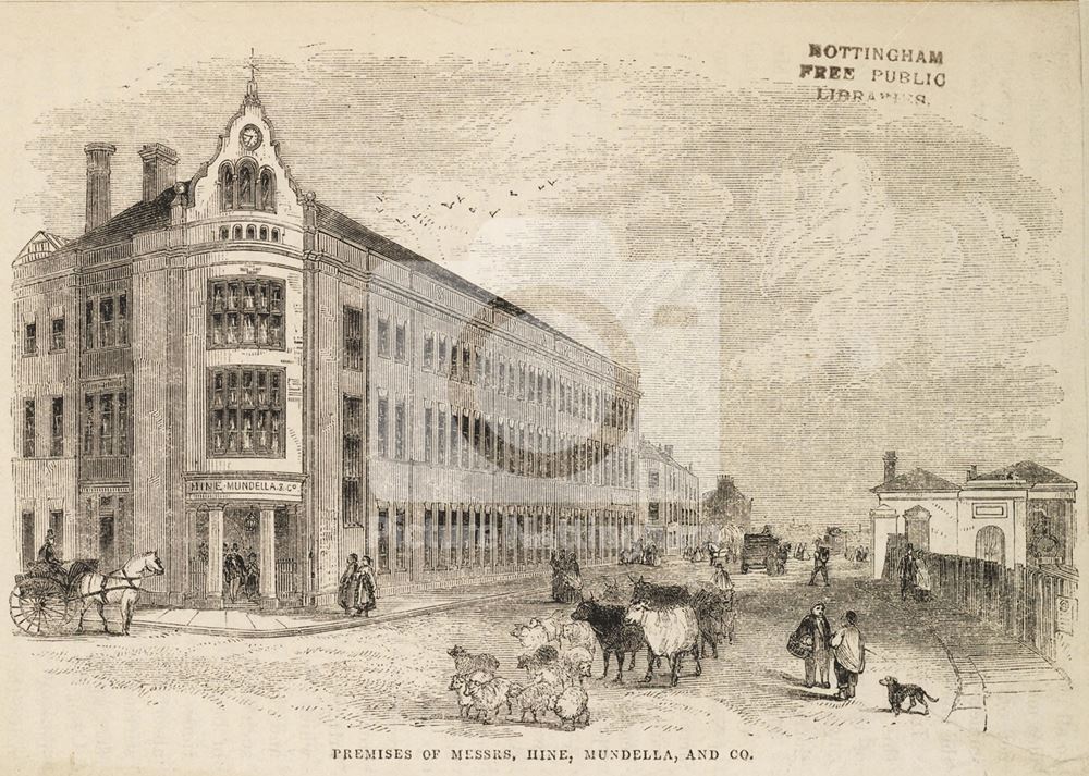 Hine and Mundella's and Co. Hosiery Factory, Station Street c 1856