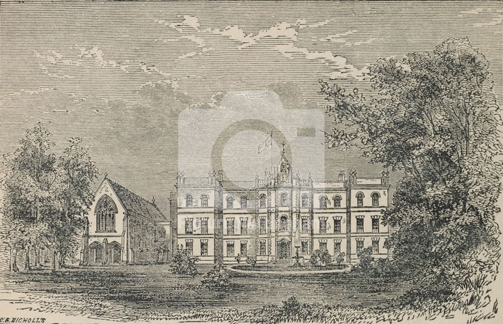 General Hospital and Chapel, c 1855