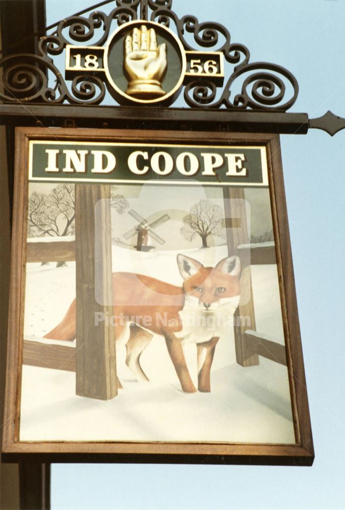 'The Fox' public house - sign on the south side