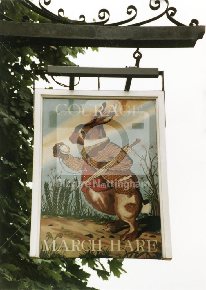 Sign of the 'March Hare' public house, Carlton Road, Sneinton, Nottingham, 1983