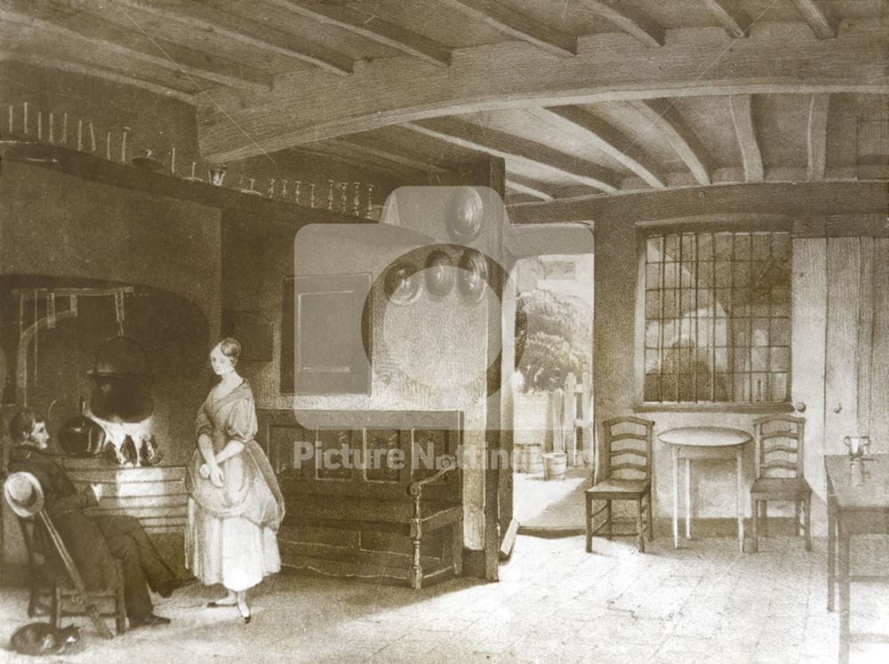 The Wilford Coffee House (Ferry Inn) - Interior. Man with a fishing rod and woman by the fire.