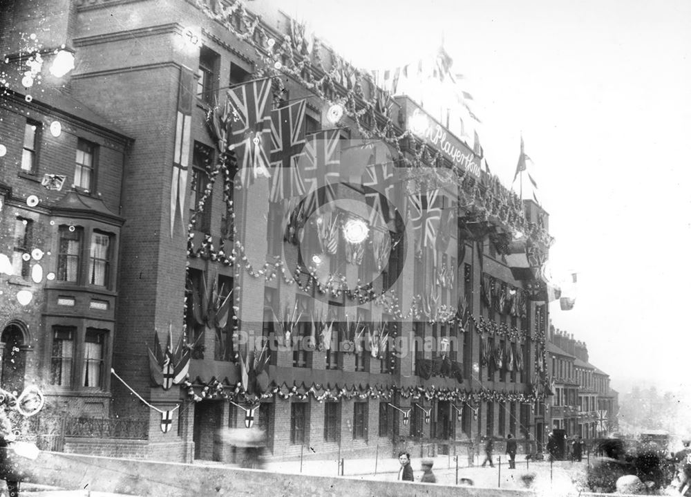 John Player &amp; Sons Fatory Decorated for a Royal visit, Alfrteton Road, Radford, Nottingham, 