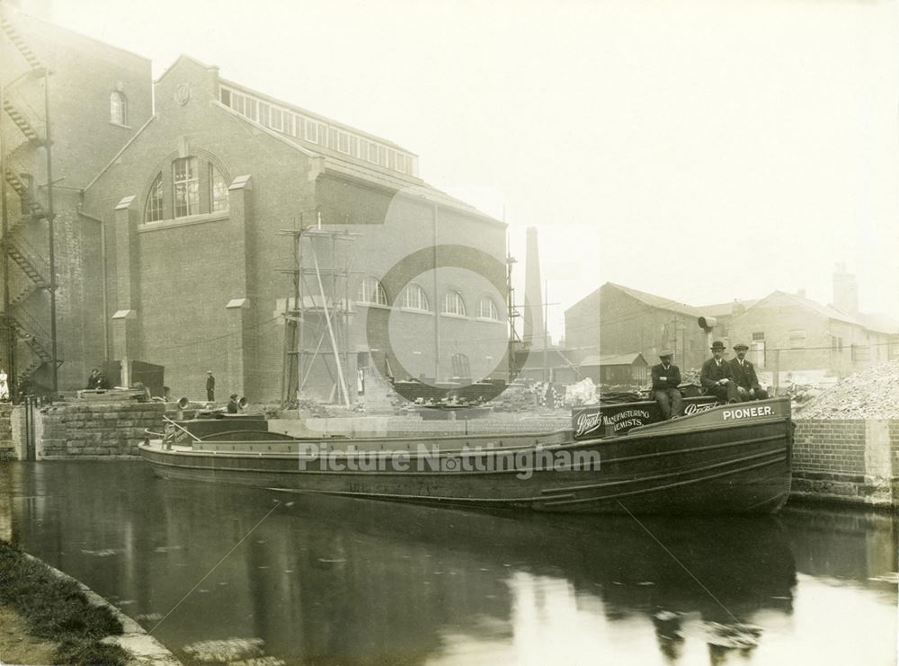 Boots the Chemist's barge 'Pioneer' on the Nottingham Canal at the Island Street factory 1916