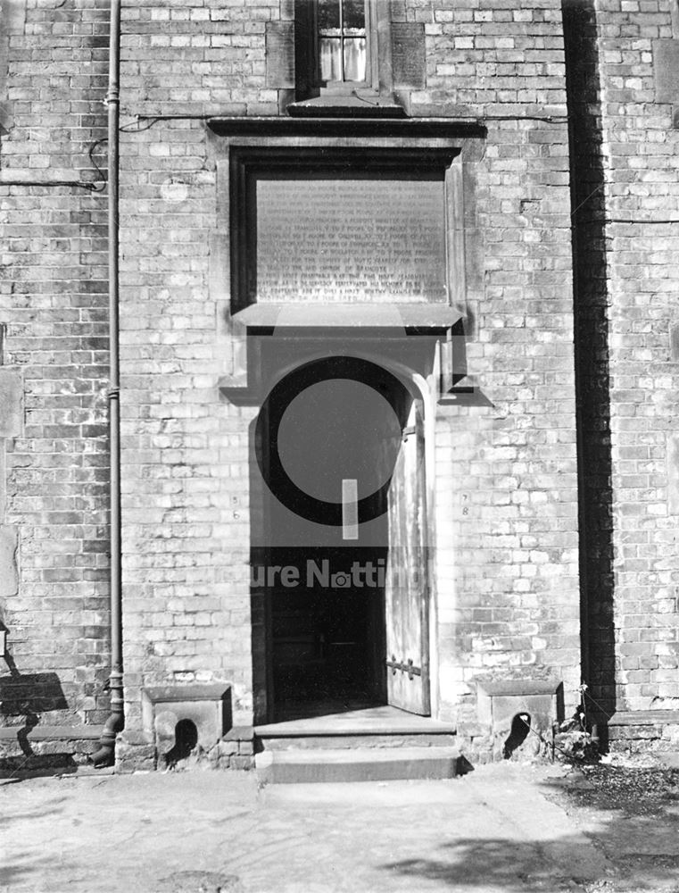 Hanley Almshouses - inscription over the doorway