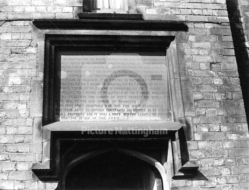 Hanley Almshouses - inscription over the doorway