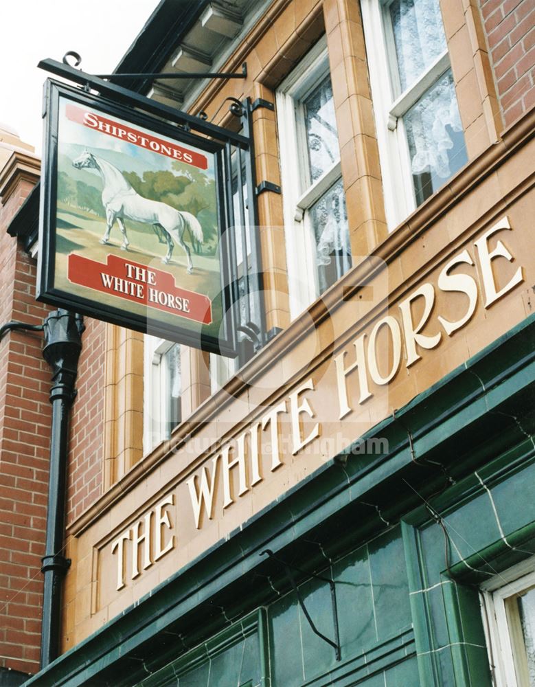 The White Horse public house sign, Ilkeston Road, Radford, Nottingham, 1995