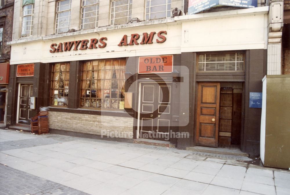 The Sawyers Arms Public House, Lister Gate, Nottingham, 1985