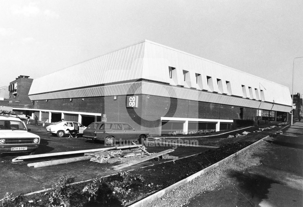 Greater Nottingham Co-operative Society supermarket, Carlton Road, St. Ann's, Nottingham, 1980