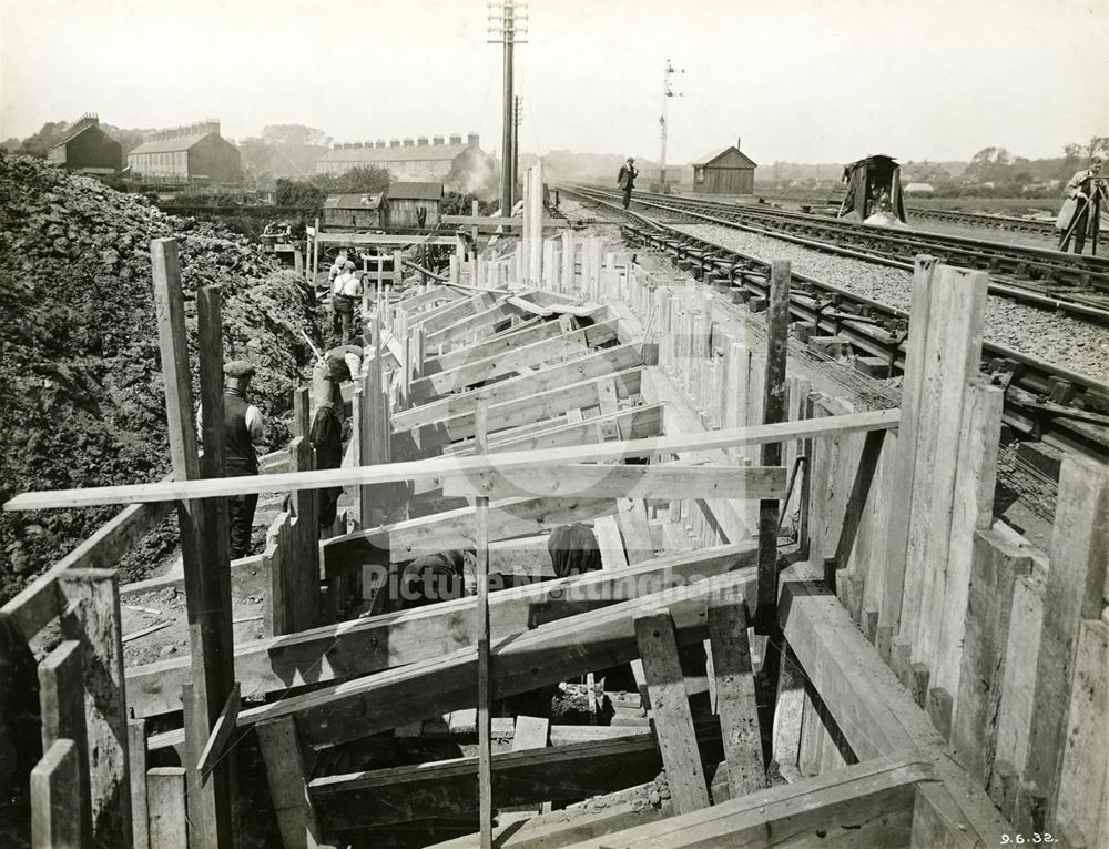 Bridge Building during the development of Western Boulevard - excavation of the south abutment.