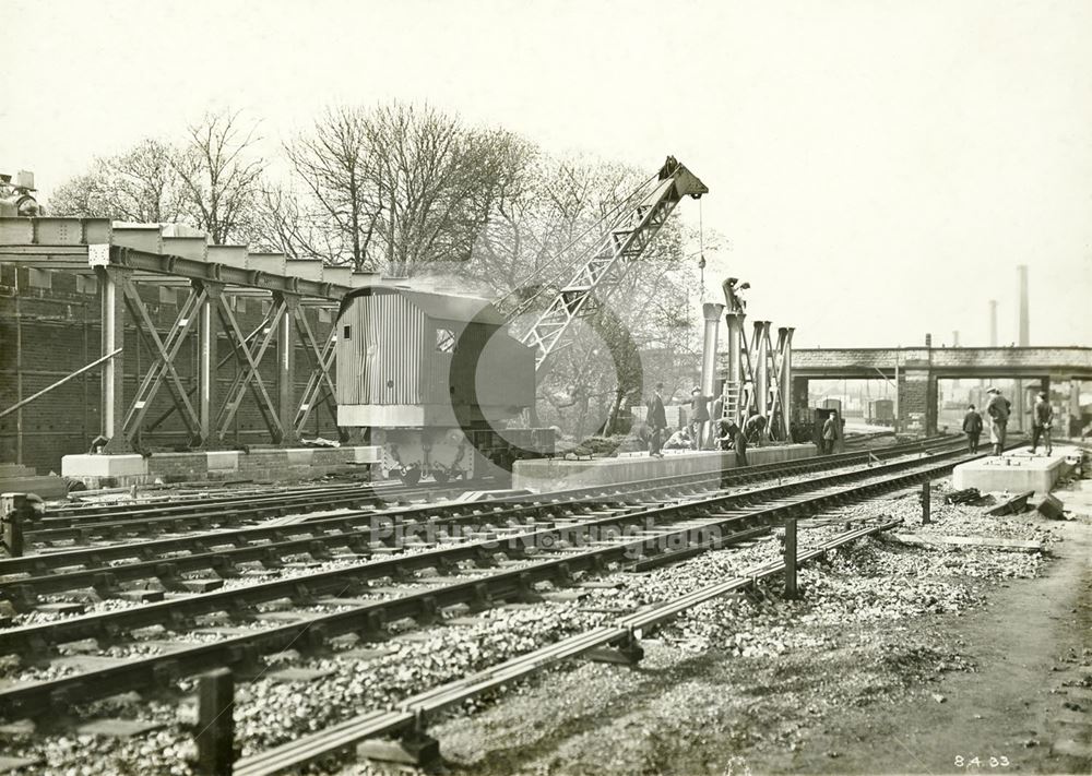 Railway-Road Bridge Building during the development of Western Boulevard