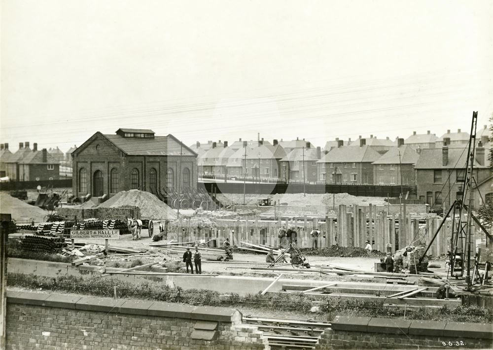 Railway-Road Bridge building during the development of Western Boulevard