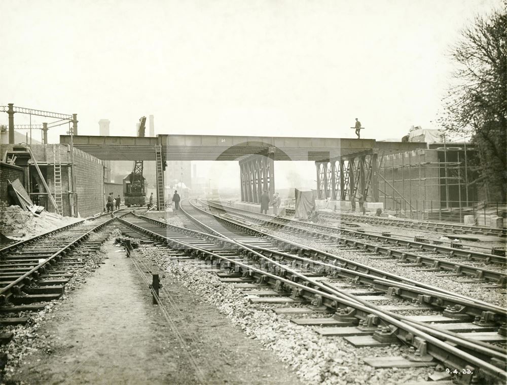 Railway-Road Bridge Building during the development of Western Boulevard