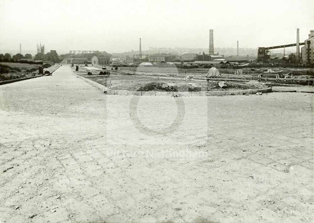 Road building during the development of Western Boulevard