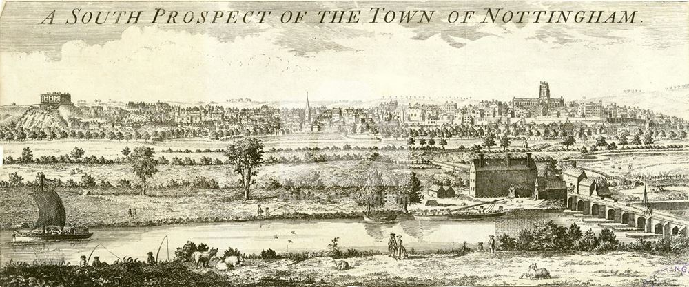 'A South Prospect of the Town of Nottingham' 1751