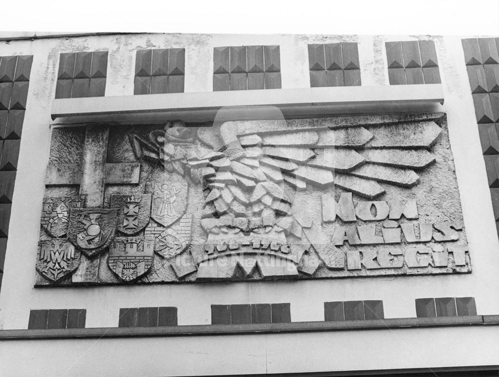 Polish Catholic Club - Bas-Relief granite panel above the entrance