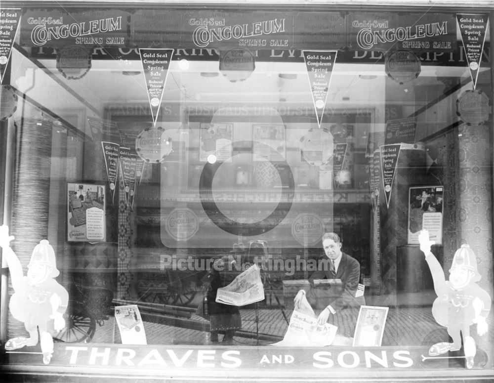 Thraves and Sons, house furnishers, window display