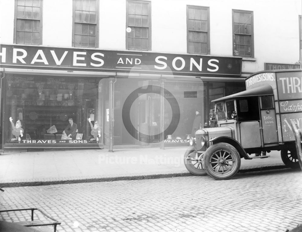 Thraves and Sons, house furnishers, window display