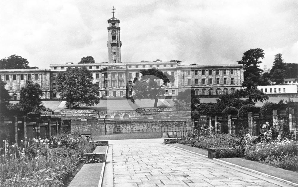 The Trent Building from Highfields park and lake- University of Nottingham