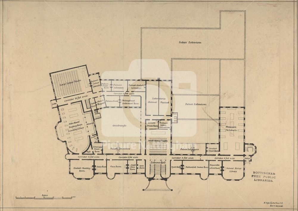 Tarbotton's Architect's ground floor plans for the University College c 1877