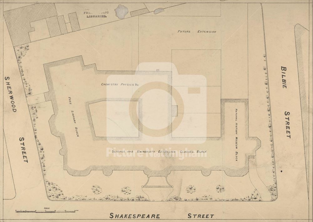 Architect's outline ground floor plans for the University College c 1877