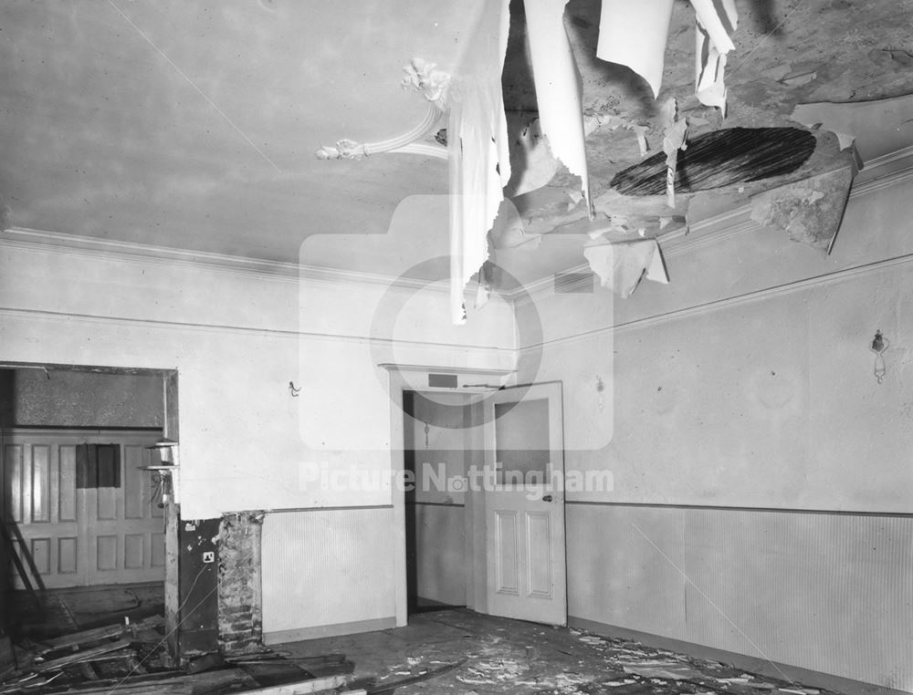 An interior view of the ground-floor rear-room of the 'Severns' restaurant prior to removal