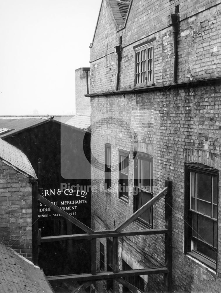 Buildings at the rear of the Severns restaurant main frontage (showing bracing supports between the 