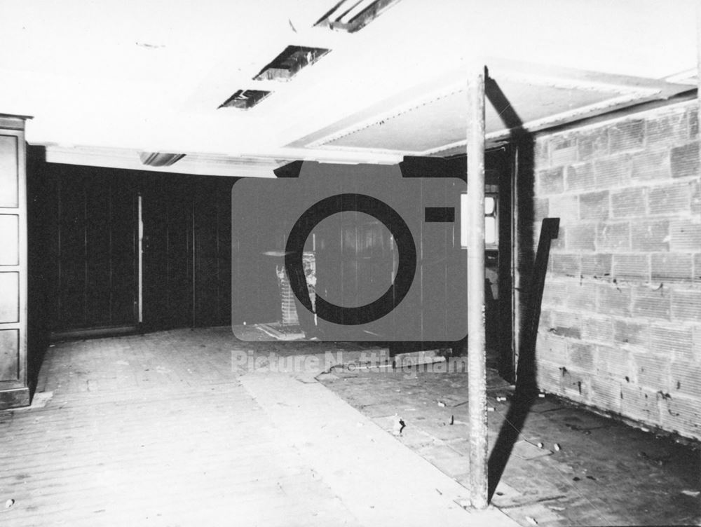 An interior view of the ground-floor front-room of the 'Severns' restaurant prior to removal